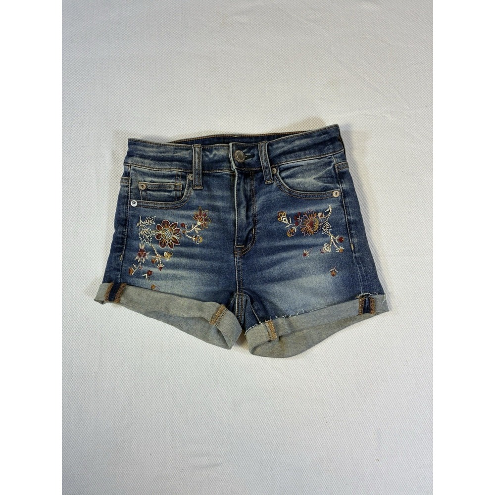American Eagle‎ Embroidered Next Level Stretch Denim Shorts Women's Size 2